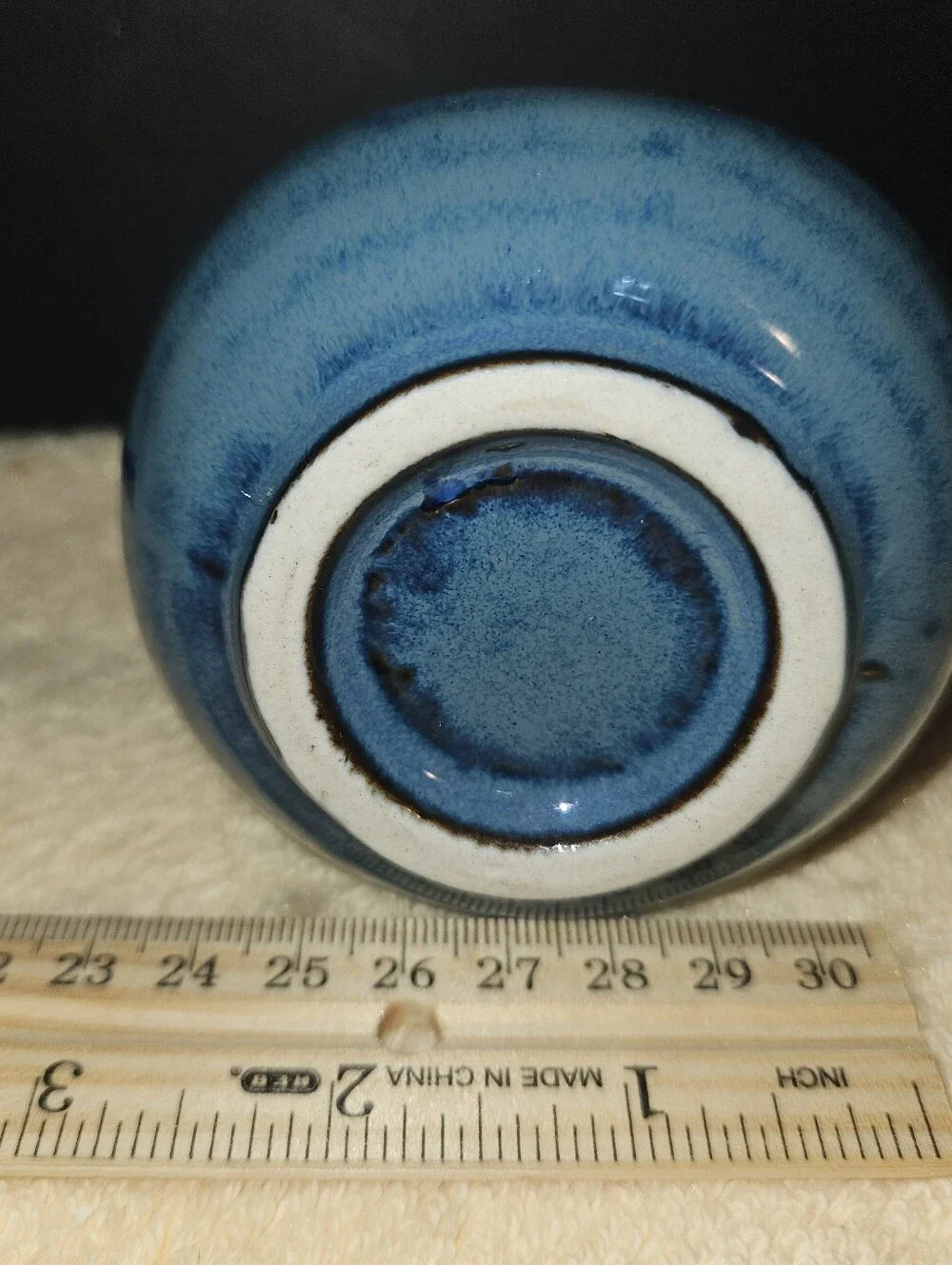 Vintage Kotobuki Japanese Ceramic Mini Bud Vase Mino Ware Ocean Blue Glaze Art